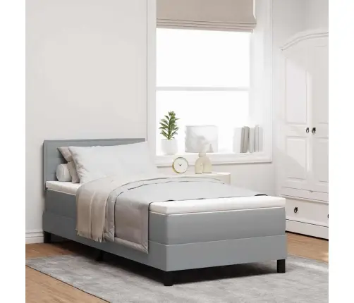 Kiemas Lova Su Čiužiniu Šviesiai Pilka 80 X 200 Cm Audinys