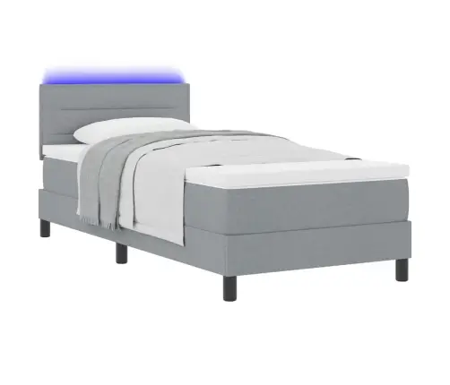 Kiemas Lova Su Čiužiniu Šviesiai Pilka 80 X 200 Cm Audinys