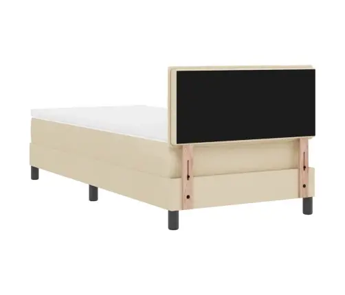 Kastītes Atsperu Gulta Ar Matraci Krēmkrāsa 80 X 200 Cm Audums Vidaxl