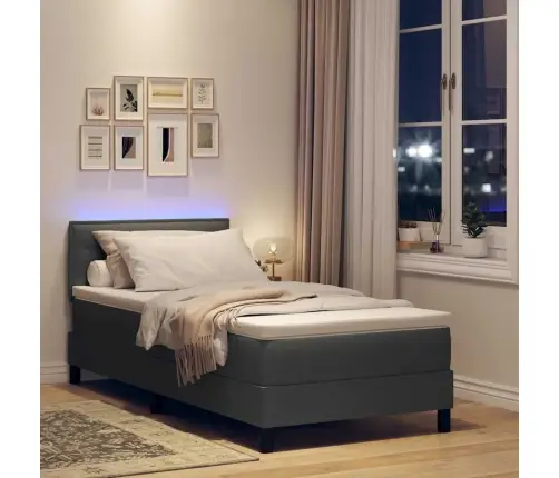 Gultas Ar Matraci Un Led Tumši Pelēka 90X190 Cm Audums Vidaxl