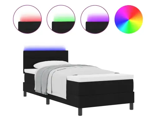 Kiemas Lova Su Čiužiniu Su Galvūgalio Juoda 90 X 190 Cm Audinys