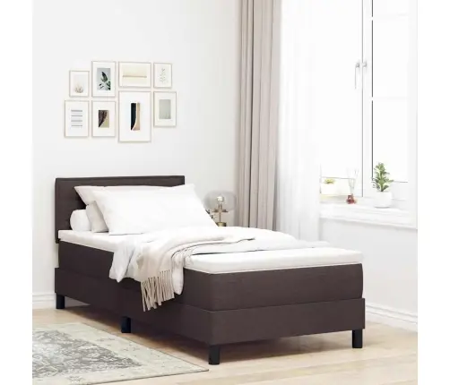 Kastītes Atsperu Gulta Tumši Brūna 90 X 190 Cm Audums Vidaxl