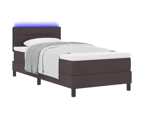 Kastītes Atsperu Gulta Tumši Brūna 90 X 190 Cm Audums Vidaxl