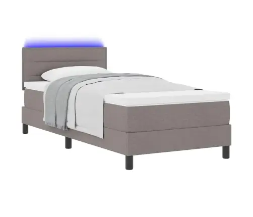 Kastītes Atsperu Gulta Ar Matraci Pelēkbrūna 90 X 190 Cm Audums Vidaxl