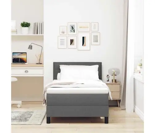 Kiemas Lova Su Čiužiniu Tamsiai Pilka 100 X 200 Cm Audinys