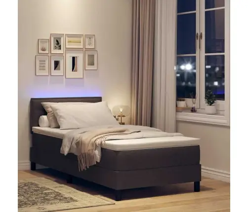 Gultas Rāmja Gulta Ar Matraci Un Led Tumši Brūna 100X200 Cm Audums Vidaxl