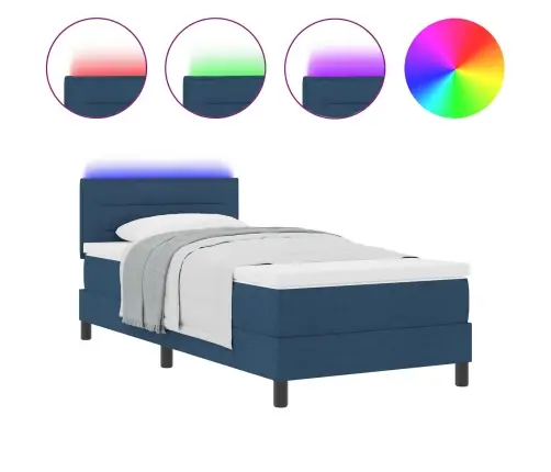 Kiemas Lova Su Čiužiniu Mėlyna 100 X 200 Cm Audinys