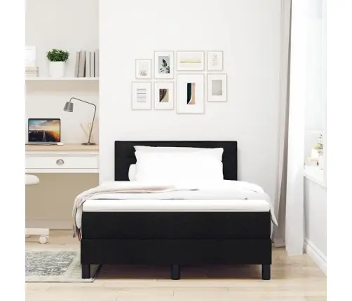 Kastītes Gulta Ar Matraci Un Led Melnā Audumā 120X190 Cm Vidaxl