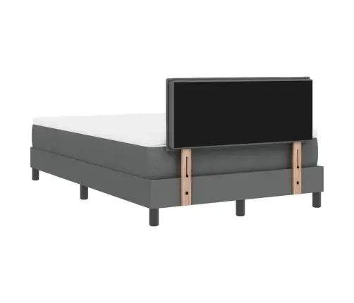 Kastes Atsperu Gulta Ar Matraci & Led Tumšpelēks 120X200 Cm Audums Vidaxl