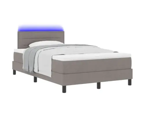 Box Spring Gulta Ar Matraci Un Led Taupe 120X200 Cm Audums Vidaxl