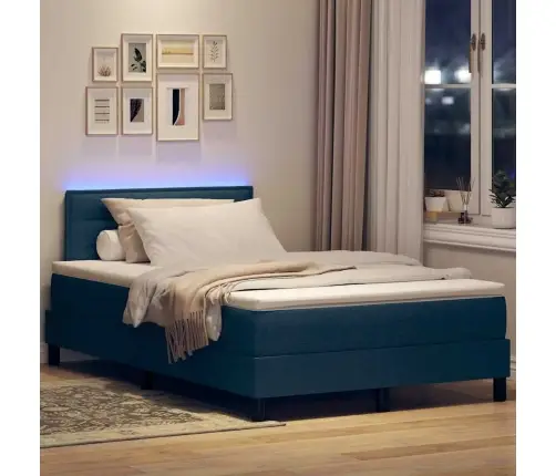 Gultas Sistēma Ar Matraci Un Led Zilu 120X200 Cm Audums Vidaxl