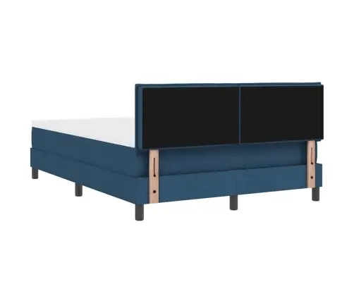 Kastītes Atsperu Gulta Ar Matraci Zila 140 X 190 Cm Audums Vidaxl