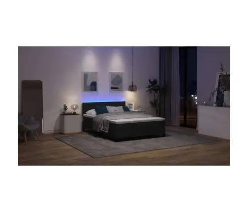 Kastītes Atsperu Gulta Ar Matraci Melna 140 X 200 Cm Audums Vidaxl