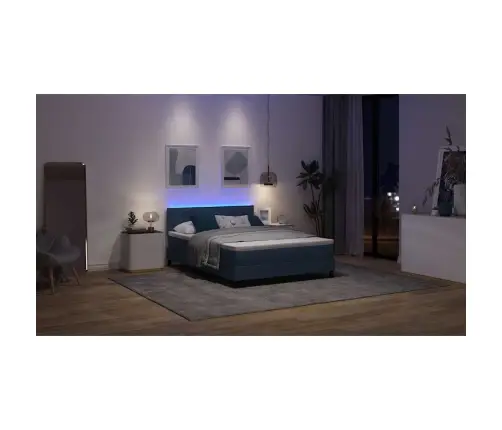 Kastītes Atsperu Gulta Ar Matraci Zila 140 X 200 Cm Audums Vidaxl