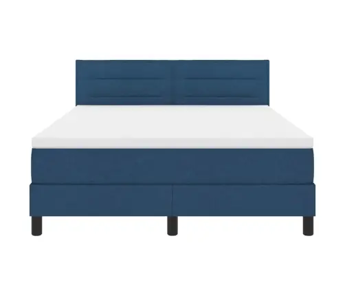 Kastītes Atsperu Gulta Ar Matraci Zila 140 X 200 Cm Audums Vidaxl