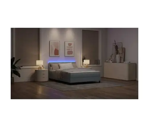 Kiemas Lova Su Čiužiniu Šviesiai Pilka 160 X 200 Cm Audinys