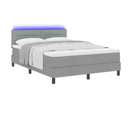 Kiemas Lova Su Čiužiniu Šviesiai Pilka 160 X 200 Cm Audinys