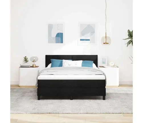 Kastītes Atsperu Gulta Ar Matraci Melna 160 X 200 Cm Audums Vidaxl