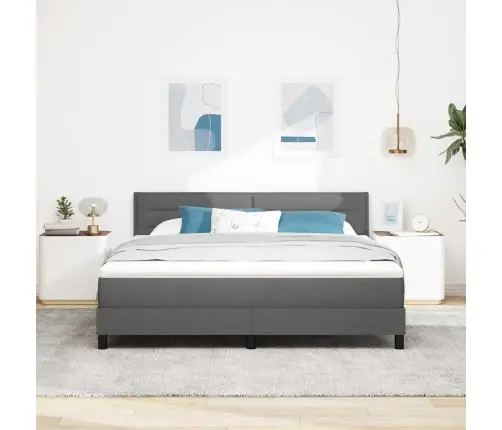 Kiemas Lova Su Čiužiniu Tamsiai Pilka 180 X 200 Cm Audinys