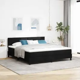 Kastītes Atsperu Gulta Ar Matraci Melna 180 X 200 Cm Audums Vidaxl