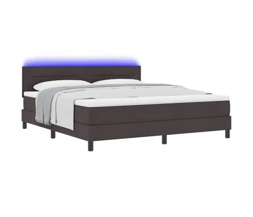 Kiemas Lova Su Čiužiniu Tamsiai Rudas 180 X 200 Cm Audinys