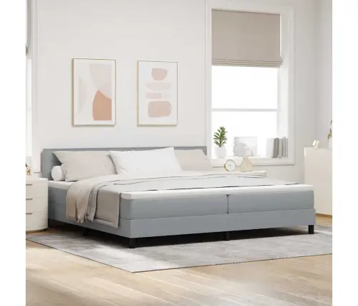 Kastītes Atsperu Gulta Ar Led Gaiši Pelēka 200 X 200 Cm Audums Vidaxl