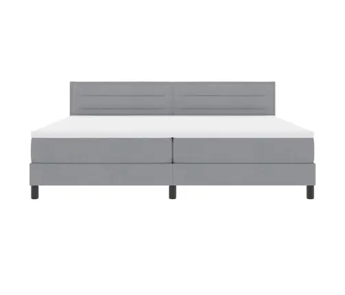 Kastītes Atsperu Gulta Ar Led Gaiši Pelēka 200 X 200 Cm Audums Vidaxl