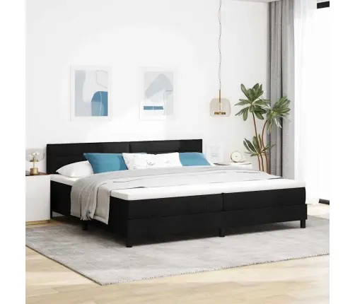 Box Spring Gulta Ar Matraci & Led Melna 200X200 Cm Audums Vidaxl