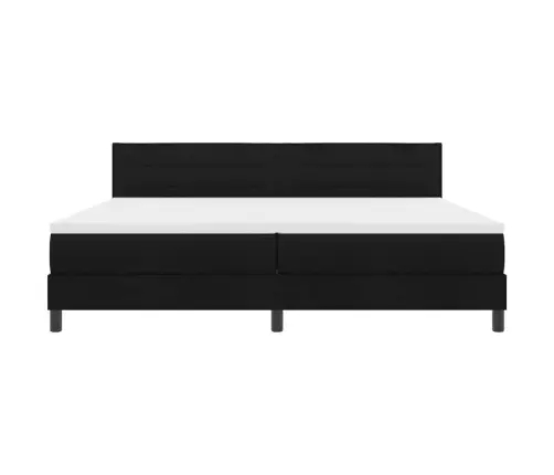 Box Spring Gulta Ar Matraci & Led Melna 200X200 Cm Audums Vidaxl