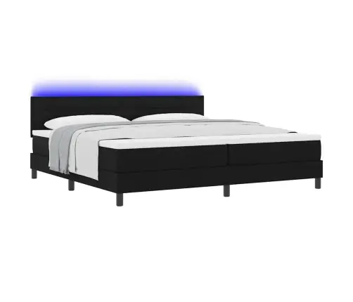 Box Spring Gulta Ar Matraci & Led Melna 200X200 Cm Audums Vidaxl