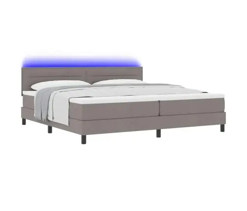 Kastītes Atsperu Gulta Ar Led Pelēkbrūna 200 X 200 Cm Audums Vidaxl