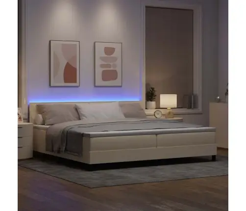 Kiemas Lova Su Čiužiniu Su Led Kreminė 200 X 200 Cm Audinys