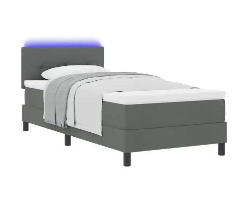 Kaste Guļas Gulta Ar Matraci & Led Tumši Pelēks 80X200 Cm Audums Vidaxl