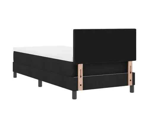 Kastītes Atsperu Gulta Ar Matraci Melna 80 X 200 Cm Audums Vidaxl