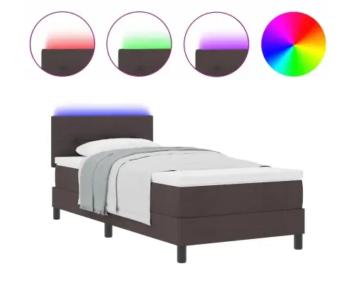 Kiemas Lova Su Čiužiniu Tamsiai Rudas 80 X 200 Cm Audinys