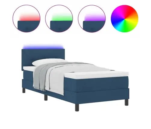 Kaste Pavasara Gulta Ar Matraci & Led Zila 80X200 Cm Audums Vidaxl