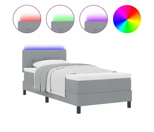 Kiemas Lova Su Čiužiniu Šviesiai Pilka 90 X 190 Cm Audinys