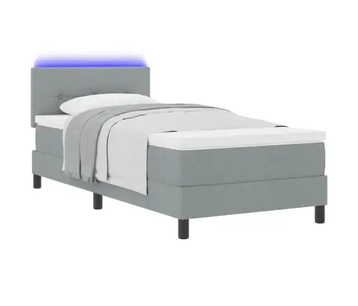 Kiemas Lova Su Čiužiniu Šviesiai Pilka 90 X 190 Cm Audinys