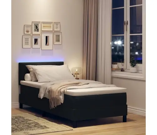 Gultas Matracis Ar Led Melns 90X190 Cm Audums Vidaxl