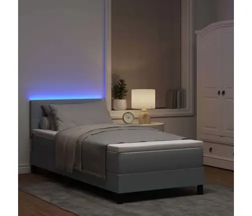 Gultas Rāmja Gulta Ar Matraci Un Led Gaismu Gaiši Pelēkā Krāsā 90X200 Cm Vidaxl