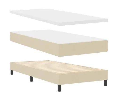 Kastītes Atsperu Gulta Ar Matraci Krēmkrāsa 100 X 200 Cm Audums Vidaxl