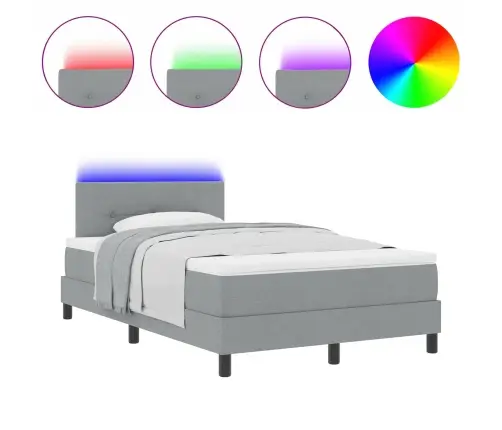 Kaste Gultņa Ar Matresi Un Led Gaismu Gaiši Pelēka 120X200 Cm Audums Vidaxl