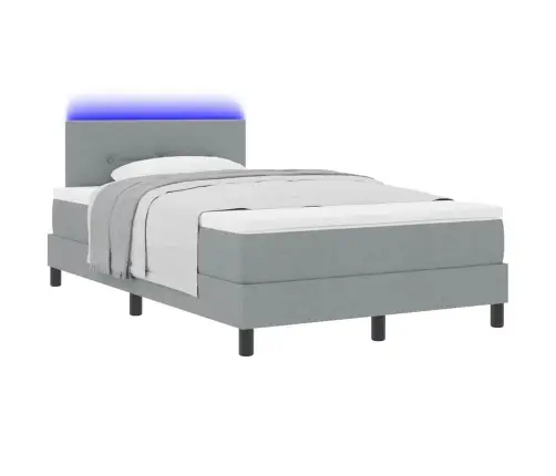 Kaste Gultņa Ar Matresi Un Led Gaismu Gaiši Pelēka 120X200 Cm Audums Vidaxl
