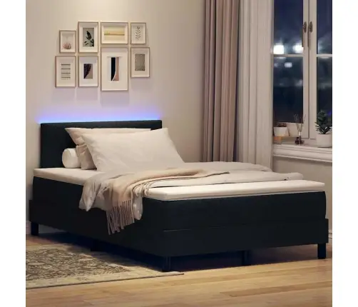 Gultas Rāmis Ar Matraču Un Led Melnā Krāsā 120X200 Cm Audums Vidaxl