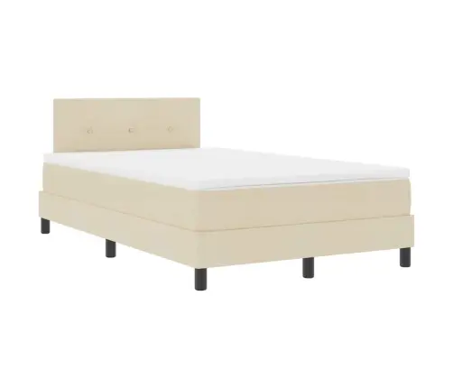 Kastītes Atsperu Gulta Ar Matraci Krēmkrāsa 120 X 200 Cm Audums Vidaxl