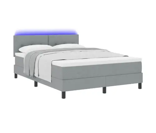 Kastītes Atsperu Gulta Gaiši Pelēka 140 X 190 Cm Audums Vidaxl