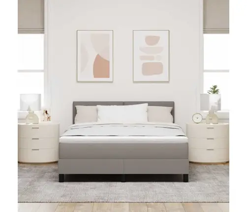 Kastītes Atsperu Gulta Ar Led Pelēkbrūna 140 X 190 Cm Audums Vidaxl