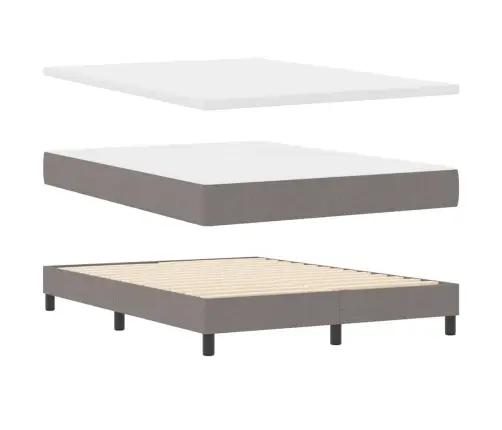 Kastītes Atsperu Gulta Ar Led Pelēkbrūna 140 X 190 Cm Audums Vidaxl