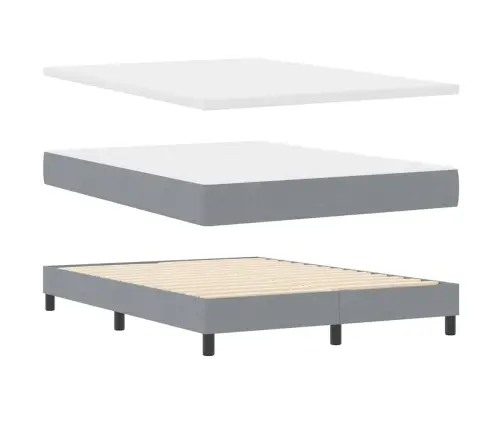 Kastītes Atsperu Gulta Gaiši Pelēka 140 X 200 Cm Audums Vidaxl