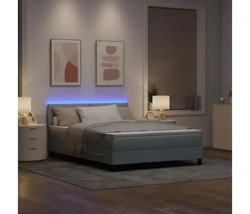 Kiemas Lova Su Čiužiniu Šviesiai Pilka 160 X 200 Cm Audinys